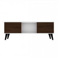 Manhattan Comfort 174AMC188 Doyers 53.15 Mid-Century Modern TV Stand in White and Nut Brown